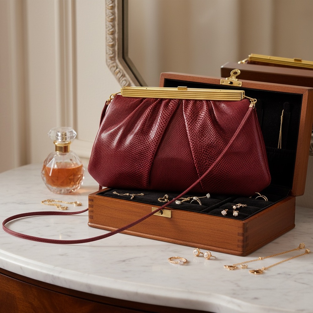 Elegant Burgundy Clutch Bag